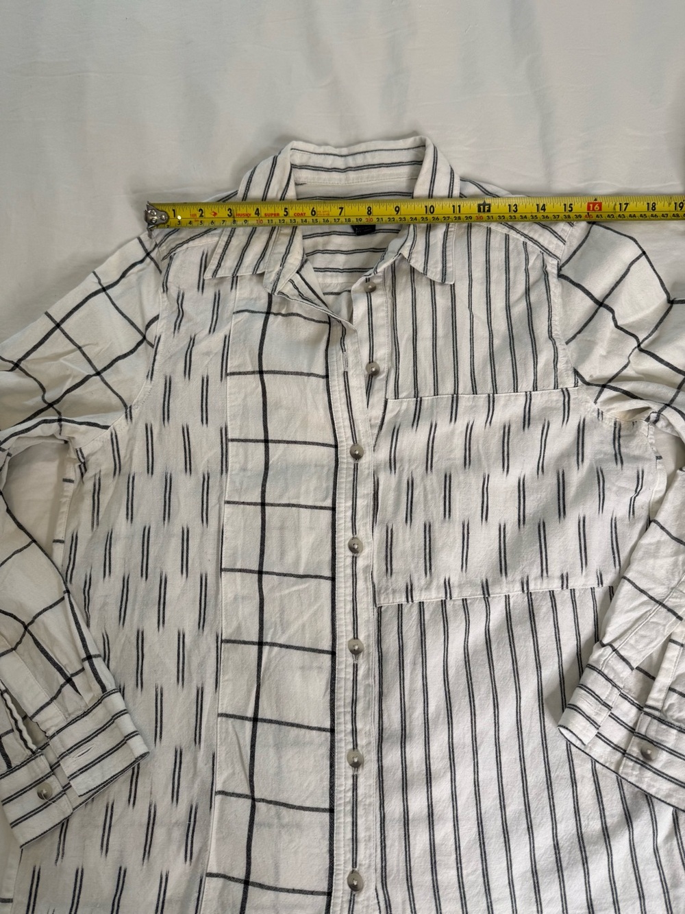 French Connection Cotton Mixed Stripe Button Shirt Minimalist Preppy Medium - Picture 9 of 11